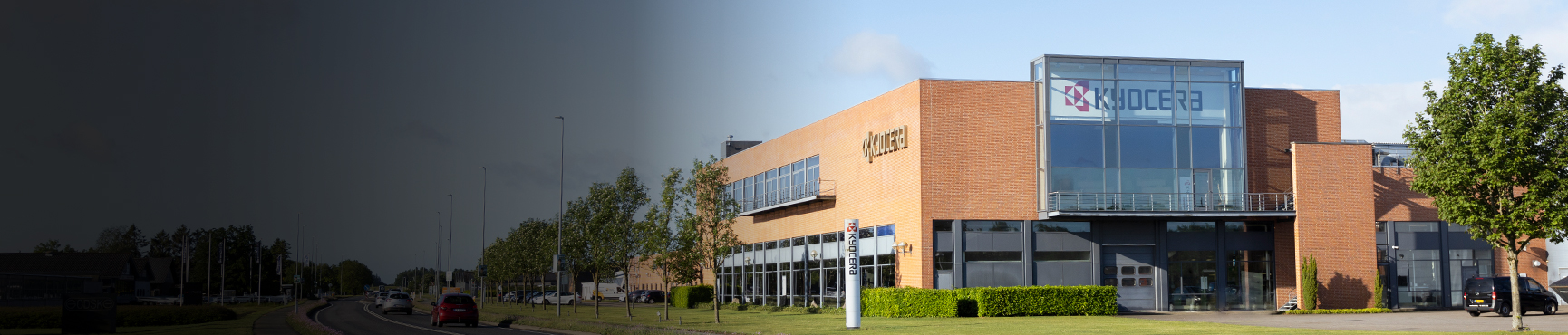 A look at the Kyocera Unimerco building in Sunds seen from the outside.